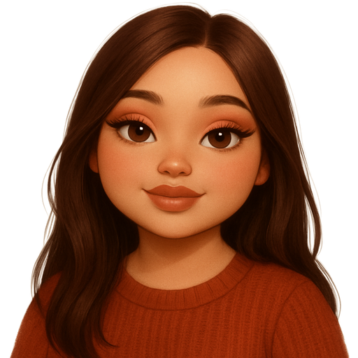 soft bratz glam romantic autumn glow, warm light-beige skin with honey undertone, soft oval face with gentle youthful fullness and sweet cheeks, warm brown almond eyes with soft sparkle, long chocolate-brown hair, plush lips, soft nose, warm innocent beauty, cozy sweet fall-princess energy, petite height 5’2 with soft curves ~160 lbs, glowing cinnamon-rose makeup, warm gentle expression, sweet playful charm