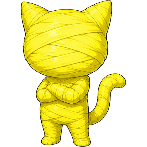 wrapped up and mummified fully covered in a #FAFF6B spider slik mummy shaped like morgana anthropomorphic cat Persona 5 with #FAFF6B spider slik wrappings completely covered with thick layers non-transparent #FAFF6B spider slik wrappings #FAFF6B