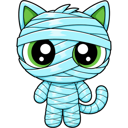 10 layered light cyan slik with white highlights mummy shaped like green boy cat furry completely covered and completely wrapped up with 10 layered light cyan slik with white highlights mummy (powerpuff girls version)
