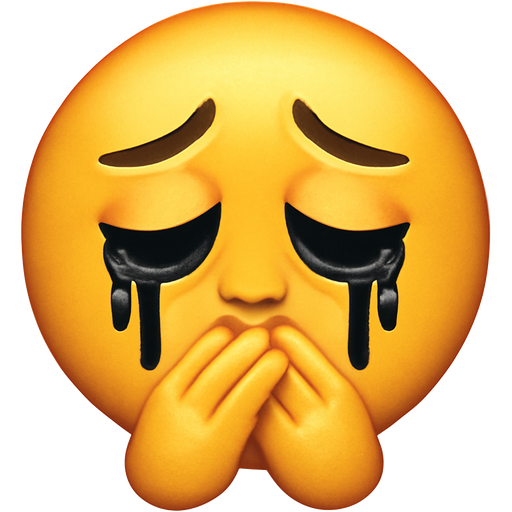 Sad face with mascara dripping, who is really sad and depressed Looking down with hands over its mouth