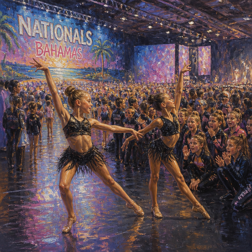 give me a 10-year-old daughter doing her duet with her friend and it is jazz and the team they’re not on stage but they’re watching behind the scenes and cheering for them and they are at nationals Bahamas and it’s so so so so so so so so so big and crowded