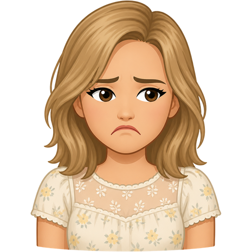 light skin woman with mid-length dirty blonde hair wearing a summer illusion top short sleeves looking unhappy