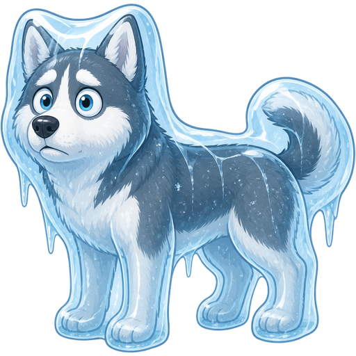 clipart cartoon style frozen frozen frozen husky dog frozen head completely frozen in a huge thin coat of ice body completely frozen in a huge thin coat of ice fore legs completely frozen in a huge thin coat of ice hind legs completely frozen in a huge thin coat of ice tail frozen frozen in a huge thin coat of ice face completely frozen in a thin coat of ice clipart cartoon style