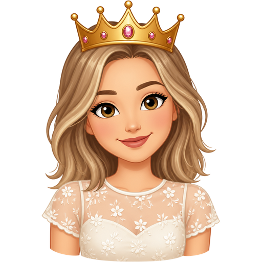 light skin woman with mid-length dirty blonde hair wearing a summer illusion top short sleeves wearing a crown