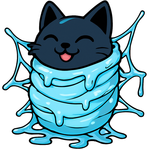 #B8FFFF slikworm cocooned pod black cat happy covered with #B8FFFF huge coating of #B8FFFF slik and #B8FFFF slik wrappings and #B8FFFF webbing