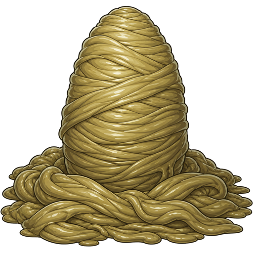 giant slikworm cocoon covered with thick layers non-transparent slik wrappings and huge slik wrappings with thick layers non-transparent slik wrappings and huge slik wrappings on the ground