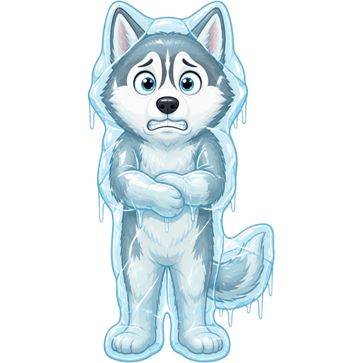 clipart cartoon style frozen frozen frozen husky dog frozen head completely frozen in a huge thin coat of ice body completely frozen in a huge thin coat of ice arms completely frozen in a huge thin coat of ice legs completely frozen in a huge thin coat of ice tail frozen frozen in a huge thin coat of ice face completely frozen in a thin coat of ice clipart cartoon style