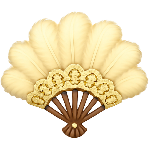 Create a Bridgerton-inspired emoji: Fan – A delicate lace fan or feathered fan, perfect for the secretive glances and flirtation of the regency era.