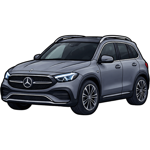 Create a cartoon image of a Mercedes Benz EQB250 in medium grey with no added human feature to it, especially no eyes please