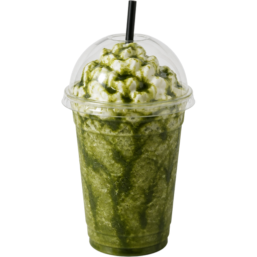 Halloween with Whipped Cream Shaved Ice Slushie in a Plastic Cup and Plastic Dome Lid with a Straw Mixed in with Extra Syrup and it’s Moss Green