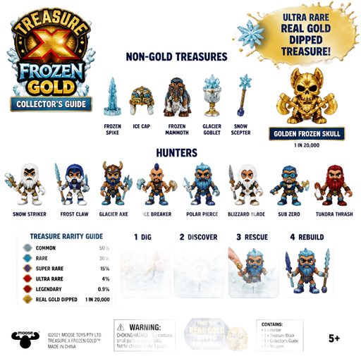 moose toys treasure x frozen gold collectors guide non-gold-treasures with names and hunters with names and and ultra rare real gold dipped treasure