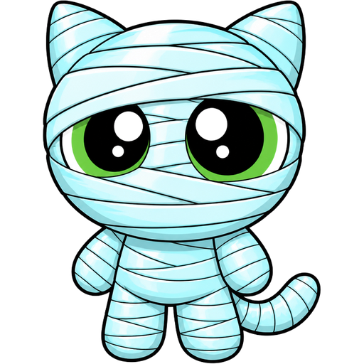 10 layered light cyan slik with white highlights mummy shaped like green boy cat furry completely covered and completely wrapped up with 10 layered light cyan slik with white highlights mummy (powerpuff girls version)