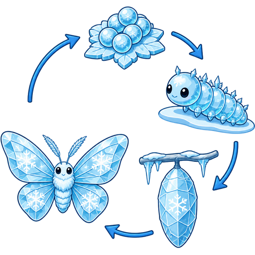 life cycle of ice butterfly and ice moth ice egg ice caterpillar ice chrysalis or ice cocoon ice butterfly or ice moth