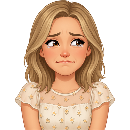 light skin woman with mid-length dirty blonde hair wearing a summer illusion top short sleeves holding back tears