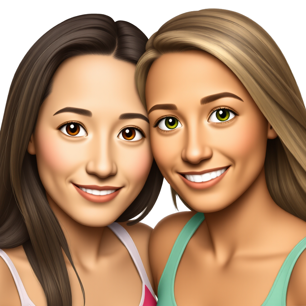 two best friends, one asian with light brown skin and the other tan with green eyes and light brown hair