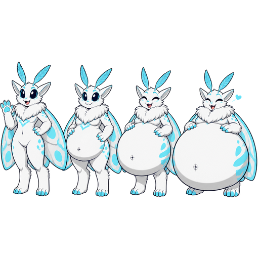 snow moth furry with cyan highlights
next to snow moth furry with cyan highlights with full belly next to snow moth furry with cyan highlights with full belly bulges outwards next to snow moth furry with cyan highlights with full belly bulges outwards