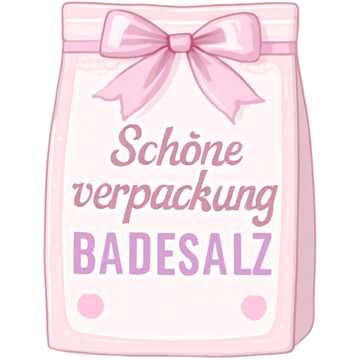 Gestalte eine Schöne verpackung auf der badesalz steht. sowohl die schrift als auch die verpackung selbst sollen in pastellfarben sein