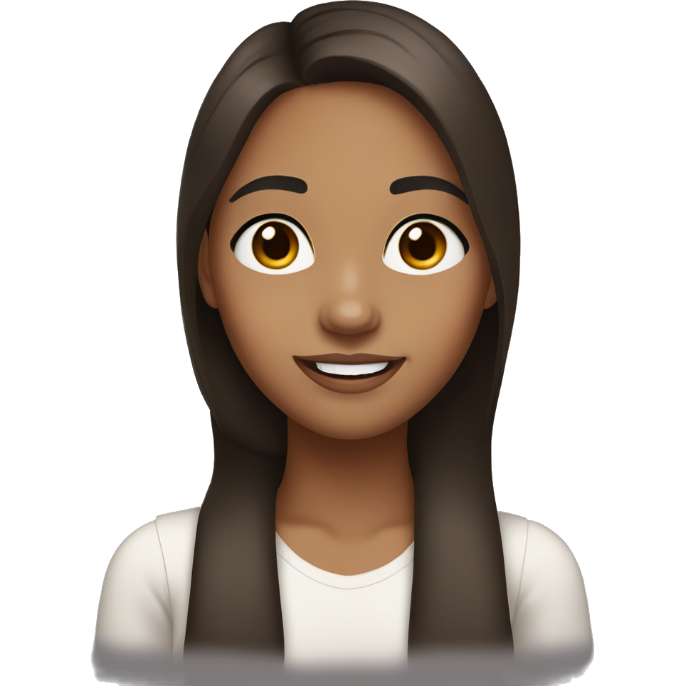 Girl with dark brown hair straight middle part, dark brown eyes, light-medium skin tone, nice smile, and nice lips
