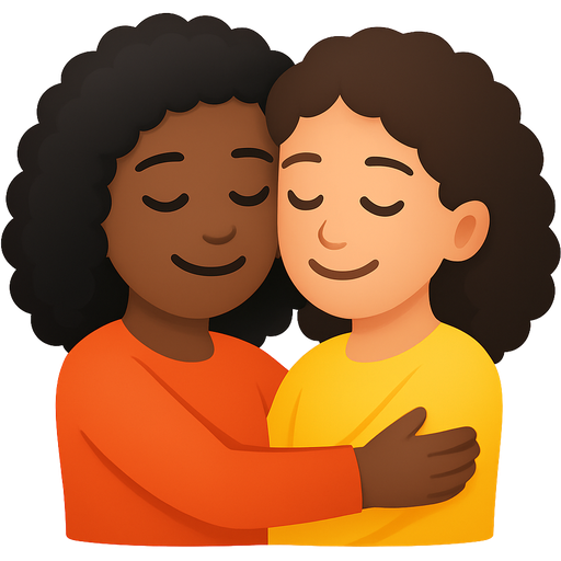 black girl w curly shoulder length hair hugging lightskin hispanic girl with curly shoulder length hair