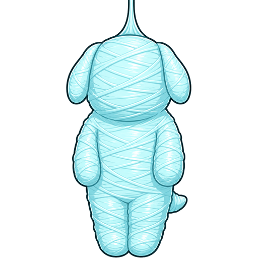 #B8FFFF spider slik cocoon #B8FFFF mummified completely covered anthro dog shaped cocoon hanged ears completely covered