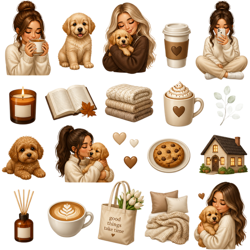 Do a lot of aesthetic coffee blonde or brunet girls, with puppies, or do every thing that can be in cozy atmhosfere