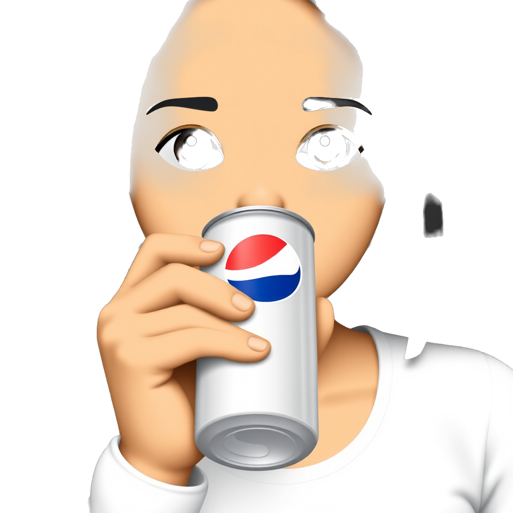 A girl with light tan skin long black hair parted in middle dark brown eyes and a scoop neck white long sleeve shirt drinking a can of Pepsi