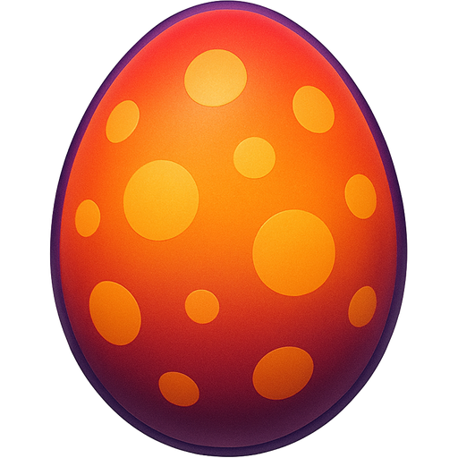 Draw a egg-shaped oval, inside it the gradient — in the bottom dark burgundy purple (thick line), dark burgundy purple flow into orange line. At the top is red line. There is a very thin strip of violet around the oval, it frames the oval. We see large orange spots all around the gradient. High quality, very detailed, realistic