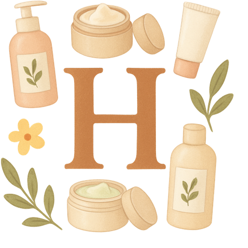 Crea un Emoji donde aparezca una H súper Aesthetic y por alrededor de la H que aparecen cosas de Skincare