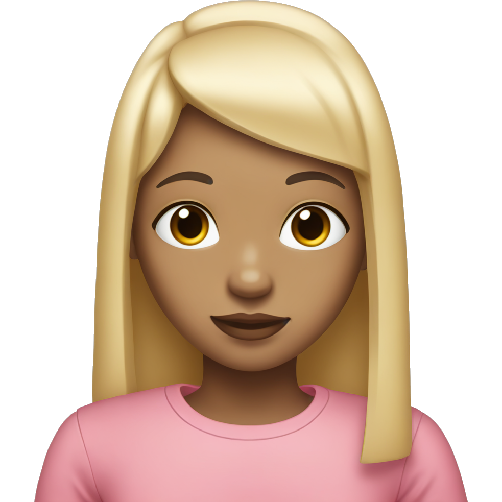It is a girl. Her skin color is white. She has black long ,straight hair. She also has bangs. She has pink colored lips, which is glossy. Her eyelashes are long. She wears red long sleeve tee which has 'ducati' sign on it.