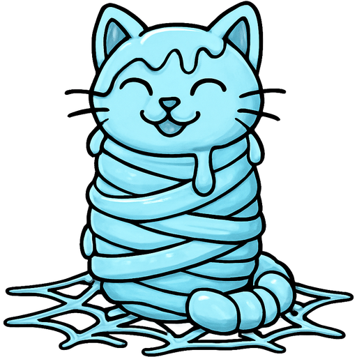 #B8FFFF slikworm cocooned pod #B8FFFF mummified cat happy inside covered with #B8FFFF huge coating of #B8FFFF slik and #B8FFFF slik wrappings and #B8FFFF webbing on the floor