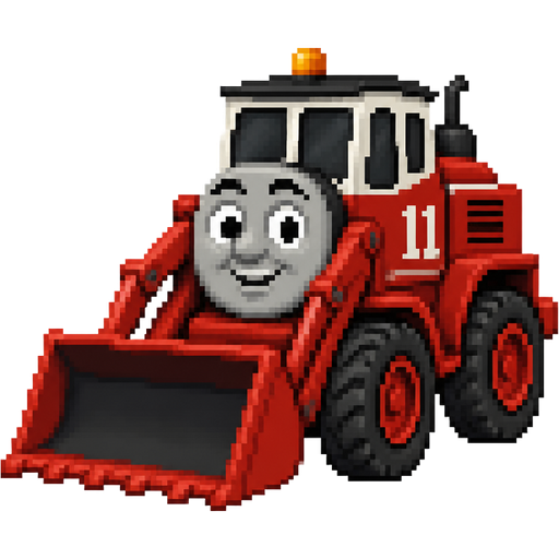 This is Jack, a red front loader from the Thomas & Friends series.
He is the leader and the number 11 member of The Pack (the Sodor Construction Company). Jack is known for being brave, enthusiastic, and very eager to help, though his impulsiveness sometimes gets him into trouble. The image shows his CGI design, characterized by his bright red paint, white cab, and friendly grey face.
Would you like to know more about his adventures with the other construction vehicles on the Island of Sodor?