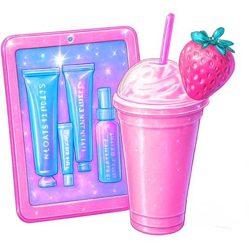 In a pink tablet full set of summer Friday and next to it a big pink strawberry latte and the a Sephora bag