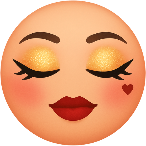 Reddish pink faded blush with dark red lip stain and eyeliner with a heart at the end and eyeshadow that’s sparkly gold with pink tan foundation, light concealer, tan powder and primer
