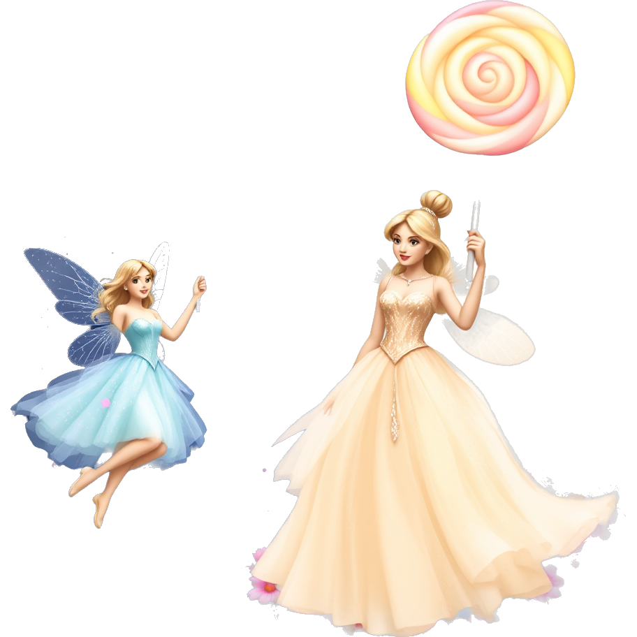 πΈβ¨ππ·ππππͺ©π Dive into a whimsical world where sparkling fairies in pastel gowns twirl among candy-colored flowers, tossing glittering confetti. Each fairy carries a charming lollipop staff, illuminating the night sky with playful pastel lights, celebrating the magic of joy and friendship!