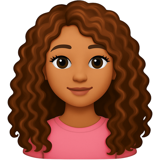 Curly long pretty hair light Carmel skin light brown with a mix of a pinch of dark brown eyes long natural lashes and a pink cute shirt