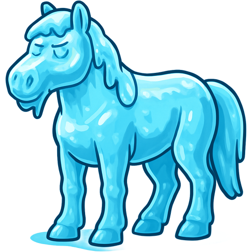 frozen frozen horse frozen head frozen in a huge thick coat of ice body frozen in a huge thin coat of ice arms frozen in a huge thick coat of ice legs frozen in a huge thick coat of ice tail frozen in a huge thick coat of ice face frozen in a thick coat of ice