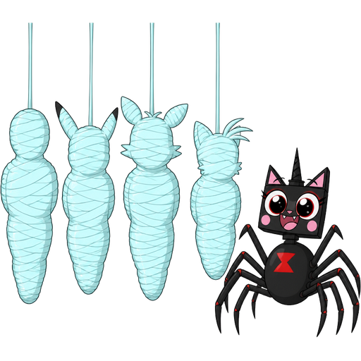 wrapped up and mummified fully covered in a #B8FFFF spider slik cocoon shaped like boy arms behind back with #B8FFFF spider slik wrappings completely covered with thick layers non-transparent #B8FFFF spider slik wrappings hanging on ceiling next to wrapped up and mummified fully covered in a #B8FFFF spider slik cocoon shaped like pikachu arms behind back with #B8FFFF spider slik wrappings completely covered with thick layers non-transparent #B8FFFF spider slik wrappings hanging on ceiling next to wrapped up and mummified fully covered in a #B8FFFF spider slik cocoon shaped like funtime foxy arms behind back with #B8FFFF spider slik wrappings completely covered with thick layers non-transparent #B8FFFF spider slik wrappings hanging on ceiling next to wrapped up and mummified fully covered in a #B8FFFF spider slik cocoon shaped like miles tails prower arms behind back with #B8FFFF spider slik wrappings completely covered with thick layers non-transparent #B8FFFF spider slik wrappings hanging on ceiling next to a happy black widow spider unikitty drider hybrid