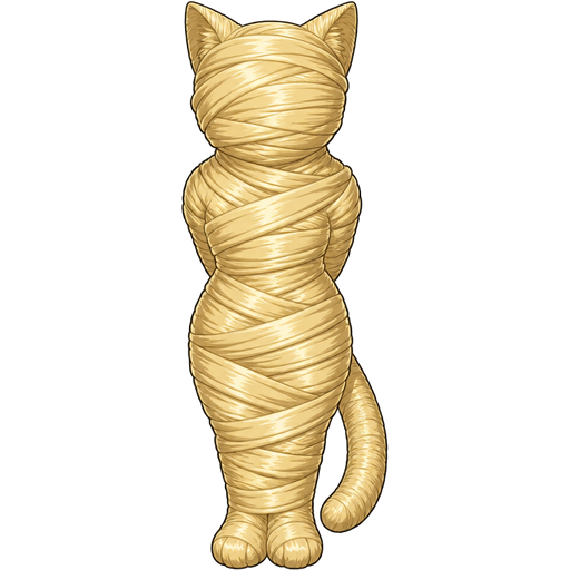 blonde hair sticky slik mummy-like-cocoon cat anthro entombed wrapped up and mummified fully covered in a blonde hair spider slik cocoon shaped like cat anthro with arms behind back with blonde hair spider slik wrappings completely covered with thick layers non-transparent blonde hair spider slik wrappings blonde hair