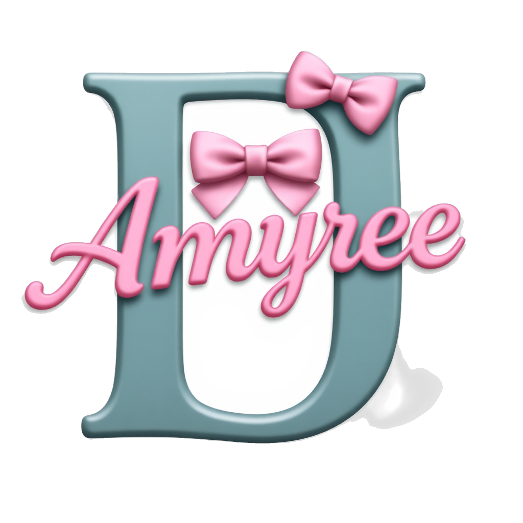 Can u make fancy letters that say Amyree may a pink bow on the letters make it very detailed and make it be cursive