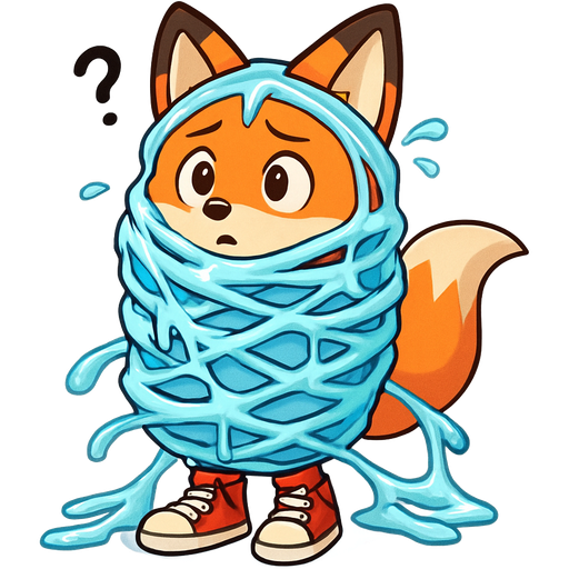 #B8FFFF slikworm cocooned pod orange two tailed fox with red sneakers confused encased enveloped cocooned covered with #B8FFFF huge coating of #B8FFFF slik and huge #B8FFFF slik wrappings and huge #B8FFFF webbing wrappings #B8FFFF cartoon style emoji, artistic style
