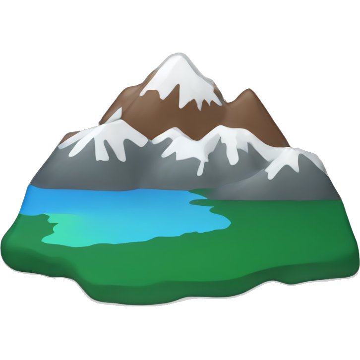 Brown, green, grey and white mountain plus blue lake with soft rounded edges under it 🏔️ (All over transparent background)