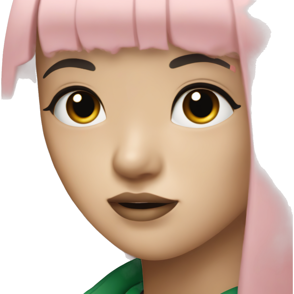 Asian girl, white skin, lip with pink lipgloss, long eye lash, black hair with bangs and layered-cut(mid length), wearing green addidas zip-up