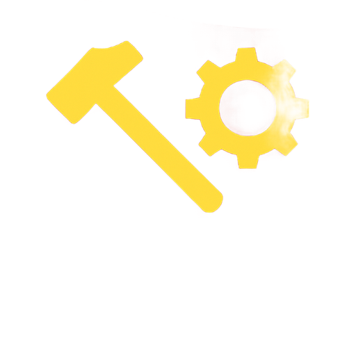 Flag with a red background with a Yellow Mallet and Yellow Gear in the top right corner with the text “Viacom” in the bottom right corner