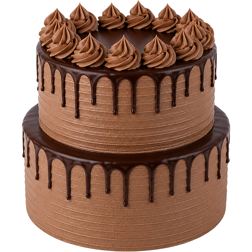 Whole 2-Tiered Nutella Cake with Nutella Swiss Meringue Buttercream on the Outside and with Dollops of it at the Top with Chocolate Ganache