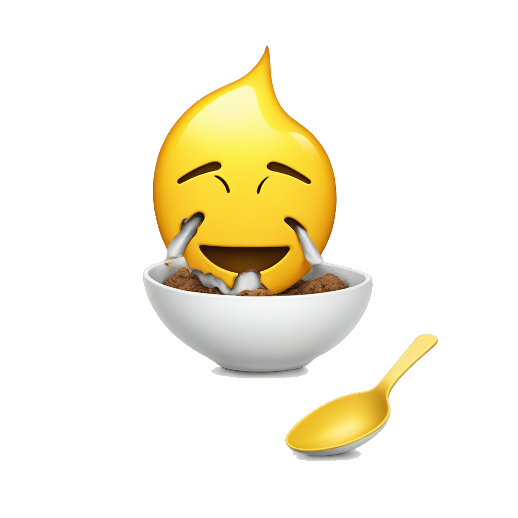 Normal yellow iPhone emoji that is smoking crack off of a spoon and is lighting the spoon and smoke is coming out of the mouth