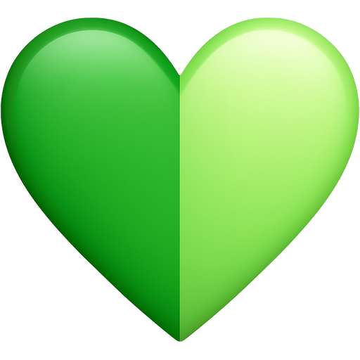 Heart that’s one third green one third light green and one very light green and have the colors fade into each other