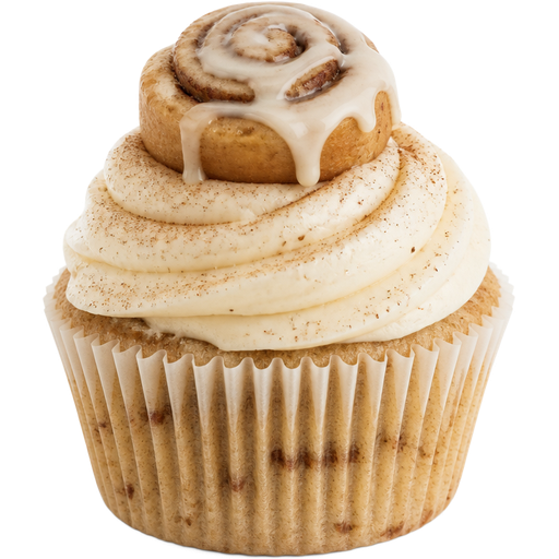 Cinnamon Roll Cupcake with Cream Cheese Cinnamon Sugar Buttercream Frosting with a Mini Cinnamon Roll on Top