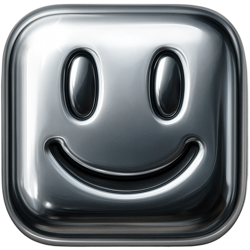 High shine chrome ✢. Strong top left light source, medium pillow inflation, high contrast reflection, soft bevel fully rounded