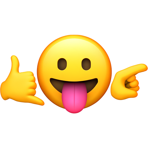 Put to different emojis the hands facing opposite directions and the emoji with tongue sticking out in the middle