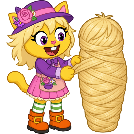 1 boy with black underwear getting wrapped up by furry yellow cat anthro with purple eyes blonde hair purple and pink florist hat and purple florist outfit green and white socks orange boots with buckles pink skirt with blonde hair 2 blonde hair cocoon shaped like boy completely covered with blonde hair cocoon like mummy next to furry yellow cat anthro with purple eyes blonde hair purple and pink florist hat and purple florist outfit green and white socks orange boots with buckles pink skirt happy tree friends version